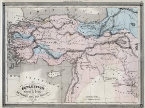 Expedition of Cyrus the Young (5th century BC) and retreat of the ten miles - Plate extracted from “Universal Atlas of ancient and modern geography for residential schools” by Vuillemin - ca. 1845 by French School