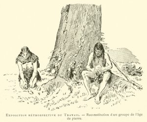 Retrospective Exhibition of Work, Reconstruction of a Group from the Stone Age by French School