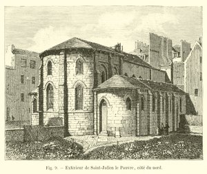 Exterior of Saint-Julien le Pauvre, north side by French School