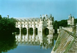Exterior view of the Donjon, the Chateau de Bohier and the Grande Galerie from the east by French School