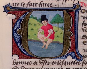 Leeching, from Traite de Medecine by Aldebrande de Florence, 1356 by French School