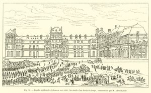 Western facade of the Louvre around 1660, facsimile of a contemporary drawing, communicated by M Albert Lenoir by French School