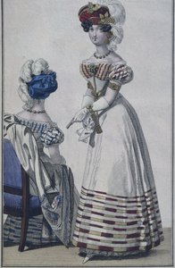 Fashion plate, Paris, illustration from Le Petit Courrier des Dames, c.1820 by French School