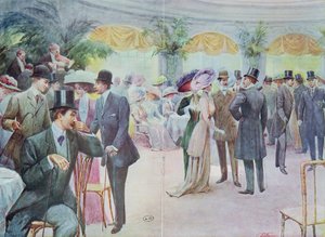Fashion plate depicting a Society gathering