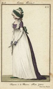 Fashionable woman in Minerva hat at Tivoli Gardens by French School