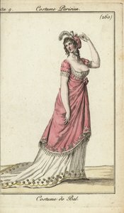 Fashionable woman in a luxury ball gown, Paris by French School