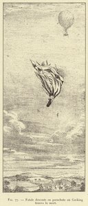 Fatal Parachute Descent where Cocking Found Death (engraving)