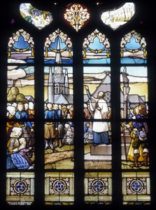 Father Maunoir preaching in Kerlas the great mission of 1658 - stained glass windows of St Germain church in Kerlaz