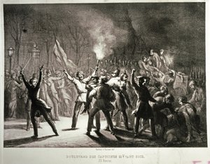 February Revolution 1848 (lithograph) by French School