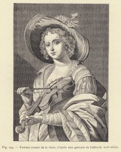 Woman Playing the Viol, after an Engraving by Leblond, 17th Century by French School