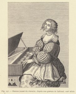 Woman Playing the Harpsichord, after an Engraving by Leblond, 17th Century by French School