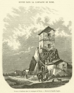 Farm and Tomb in the Countryside of Rome (engraving)