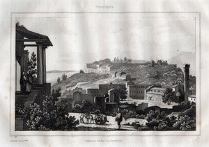 Fiesole - Tuscany - Engraving from “Picturesque Italy” by M. de Norvins, Ch. Nodier 1834-1836