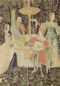 Figures around a fountain, detail from The Concert at the Fountain, Loire workshop, c.1570-80 by French School