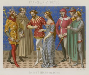 Figures in 14th-Century French Clothing by French School