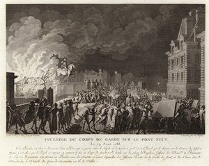 Fire at the Corps du Garde on the Pont Neuf in Paris by French School
