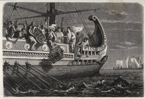 First Punic War - Publius Claudius Appius Pulcher (died around 240 BC) before the Battle of Drepanum (249 BC) makes sacred chickens cast into the sea by French School