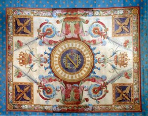 First empire: carpet of the throne room at the Palais des Tuileries made by the soap factory. 1809