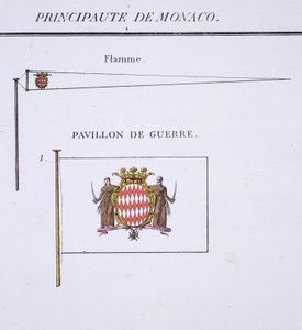 Flags from Monaco, from a French book of Flags, c.1819 by French School