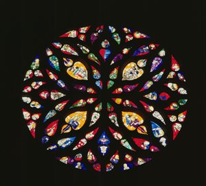 Flamboyant rose window by French School