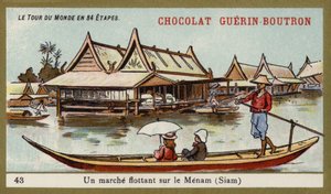 Floating market on the River Menam, Siam
