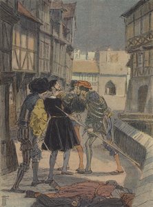 Florentine Goldsmith and Sculptor Benvenuto Cellini Surrounded and Threatened by a Group of Men by French School