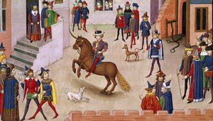 How Alexander the Great (356-323 BC) Mounted Bucephalus, from the Histoire du Grand Alexandre 1460