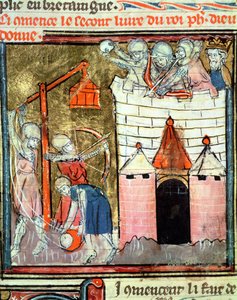 Siege of the Chateau de Chinon, from the Grandes Chroniques de France
