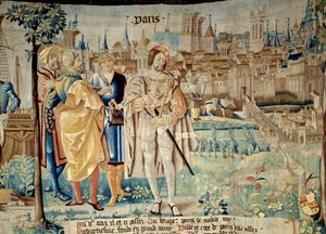Foundation of the city of Paris. King Francois I (1494-1547) decided to establish his permanent capital in Paris when he returned from captivity in 1527. Tapestry of 