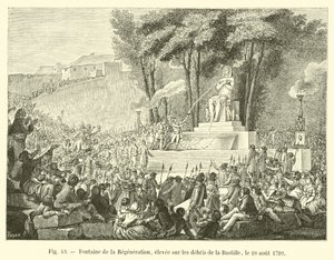 Fountain of Regeneration, Erected on the Ruins of the Bastille, August 10, 1792 by French School