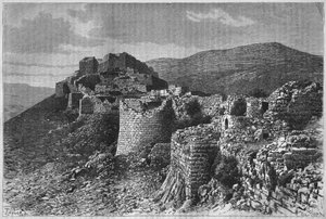 Fortress of Baniyas, from La Syrie daujourdhui. Voyages dans la Phenicie, le Liban et la Judee. 1875-1880 by Louis Charles Emile Lortet, 1884 by French School