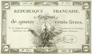 Four hundred livre banknote, 21st September 1792 by French School
