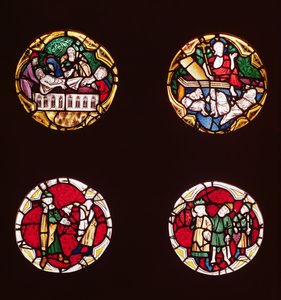 Four windows depicting scenes from the Life of Christ, from the Chapelle du Rosaire by French School
