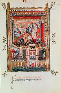 Sisinnius giving orders to St. Denis and his companions brought before him, from Vie de St. Denis, 1317