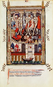 Third flagellation of St. Denis and his companions, from Vie de St. Denis, 1317 by French School