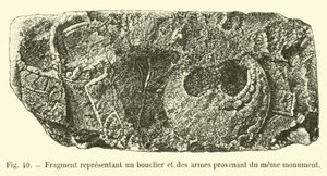 Fragment representing a shield and weapons from the same monument by French School