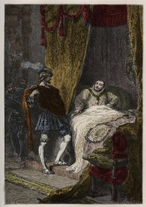 Francis I surprises Henry VIII at the fields of the cloth of gold - engraving from L