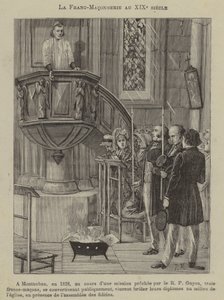 Freemasonry in the 19th Century: three Masons converting and burning their diplomas in a church in Montauban