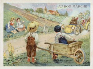 French Children Watching Speeding Car by French School