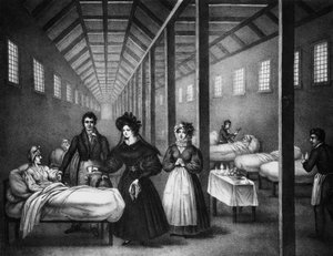 French Queen Marie Amelie Visiting a Hospital, June 1832 (engraving)