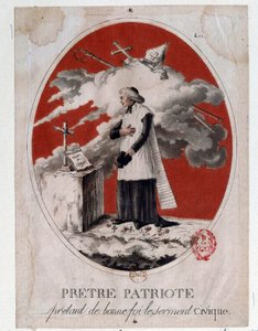 French Revolution: a patriot priest taking the civic oath in good faith by French School