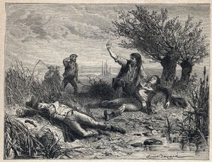 French Revolution: suicide by poisoning of politicians Francois Buzot and Jerome Petion de Villeneuve by French School