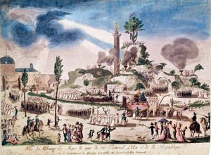 French Revolution: The Festival of the Supreme Being at the Champs de Mars on 8/06/1794. Anonymous Engraving, 18th Century by French School