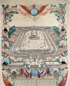 French Revolution: view of the feast of the national federation on 14/07/1790 at Champs de Mars. Engraving from 1790. Paris, National Archives by French School