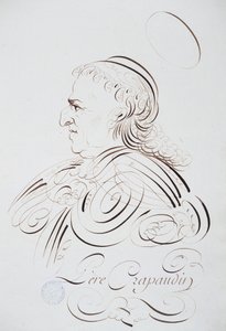 French calligraphy: Portrait of Father Crapaudin by Bernard of Paris around 1780. Historical library of the city of Paris. by French School