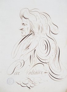 French calligraphy: Portrait of Father Voltaire by Bernard de Paris around 1780. Historical library of the city of Paris by French School