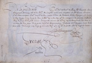 French calligraphy: Recu in favour of Bernard de Beaugrand delivered on 2 July 1623. Historical library of the city of Paris by French School