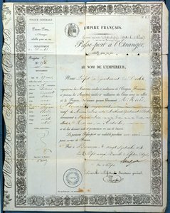 French passport, from Besancon, 20th September 1854