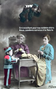 French patriotic postcard depicting the role of women during the First World War