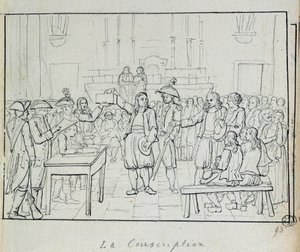 French revolution: conscription scene in Brittany in 1793. Paris, Musee Carnavalet by French School
